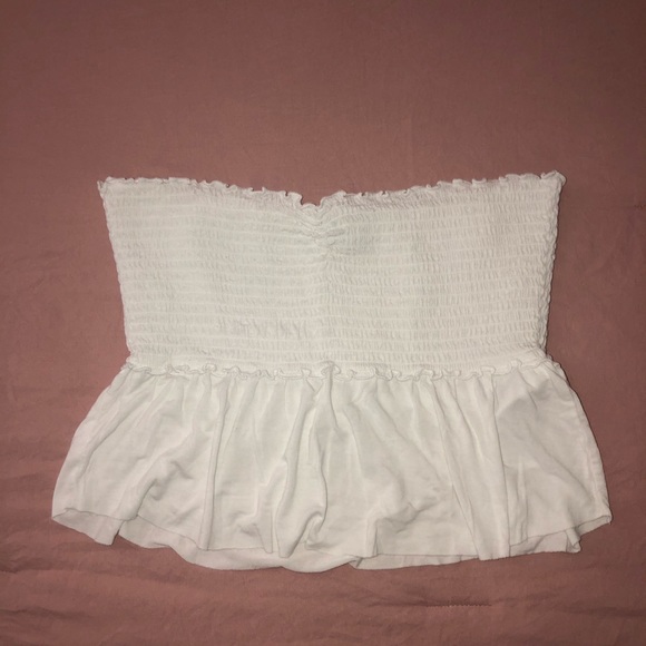 smocked peplum tube top